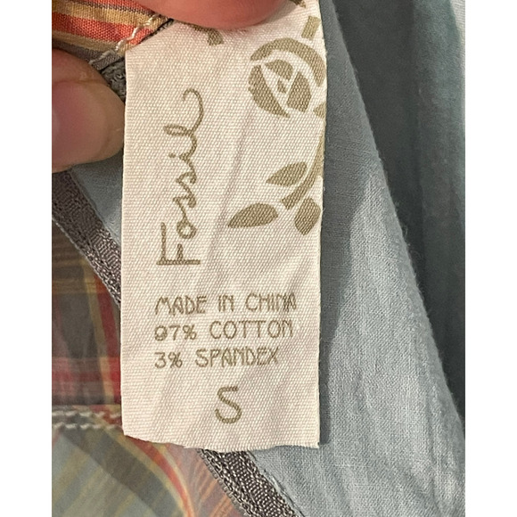 3-FOR-$30 Fossil Sz S Fitted Jumper Dress Sweetheart Neckline Plaid Cotton Retro - Picture 7 of 7